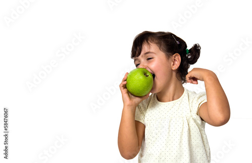 little girl eating apple