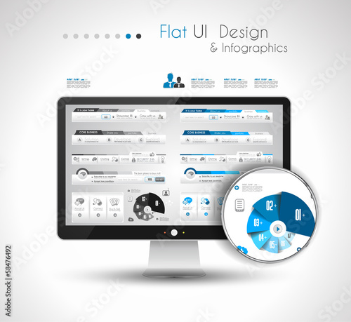 UI Flat Design Elements in a modern HD screen computer