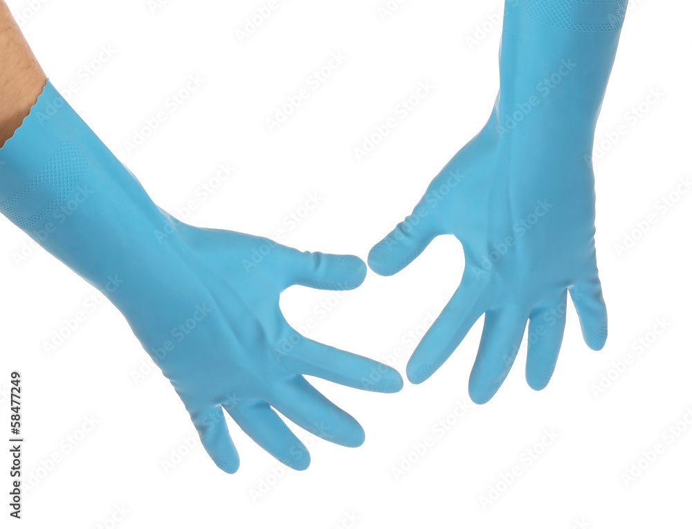 Two hands in latex gloves.