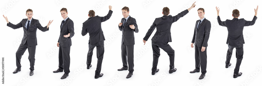 Set of isolated businessman different poses