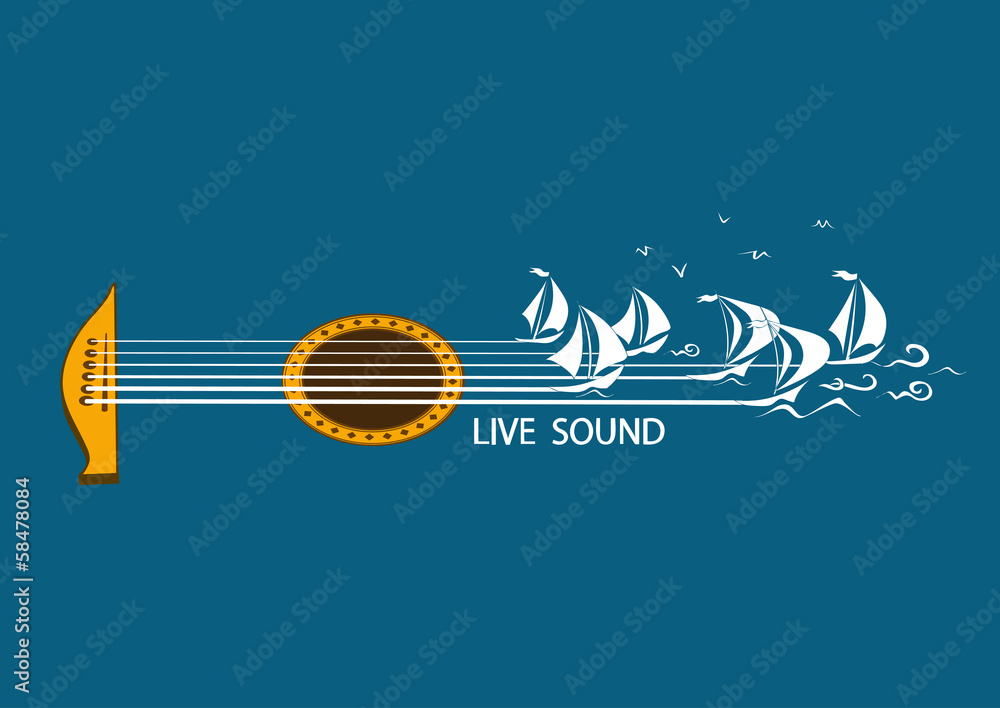 Obraz premium Musical illustration with concept guitar