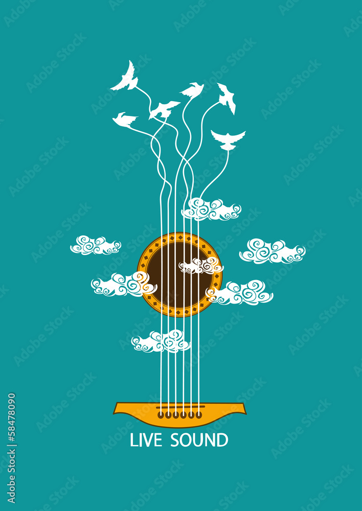 Fototapeta premium Musical illustration with concept guitar