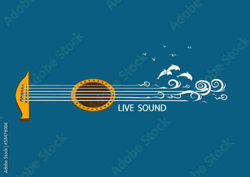 Musical illustration with concept guitar
