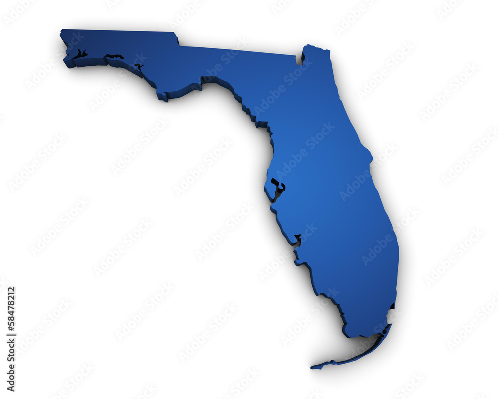 Naklejka premium Map Of Florida 3d Shape