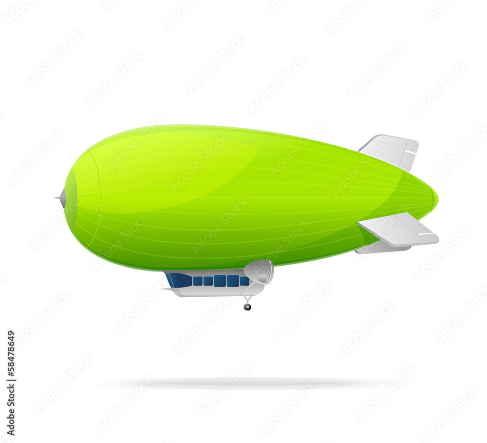 Obraz premium Green dirigible balloon