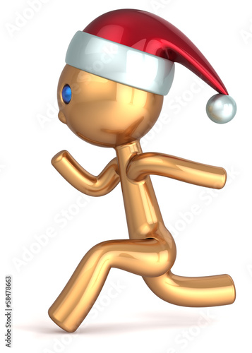 Running man character gold stylized quickly runner person
