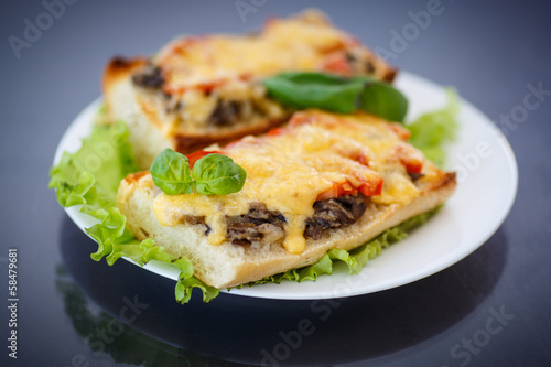 bruschetta with mushrooms and cheese