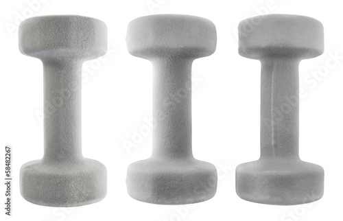 Gray soft dumbbell isolated