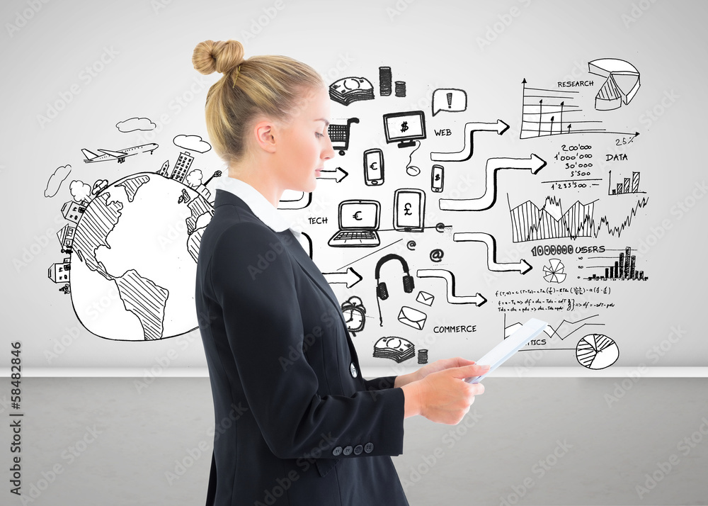 Composite image of businesswoman holding tablet Composite image of businesswoman holding tablet