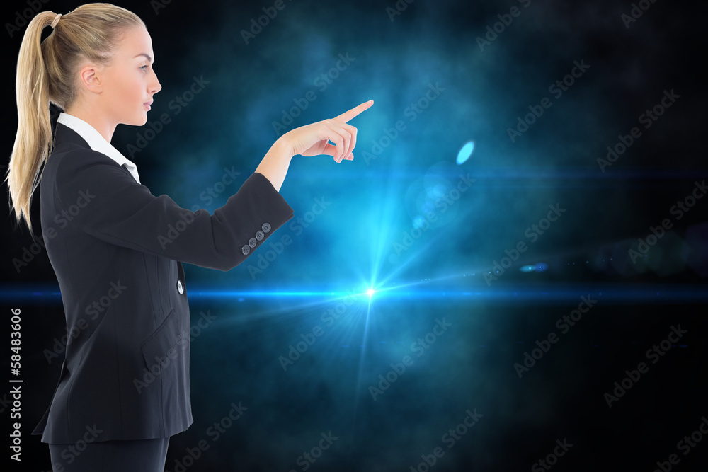Composite image of businesswoman pointing somewhere Composite image of businesswoman pointing somewhere