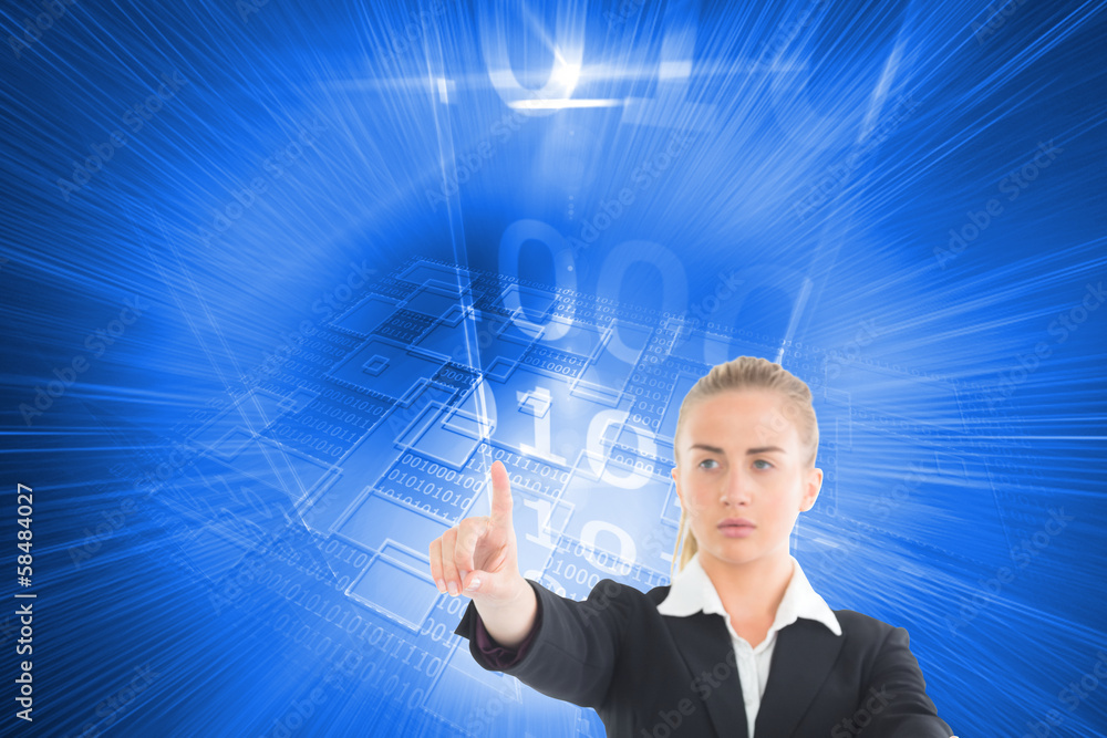 Composite image of businesswoman pointing somewhere Composite image of businesswoman pointing somewhere