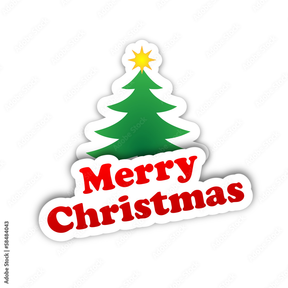 MERRY CHRISTMAS card (sticker happy greetings tree)