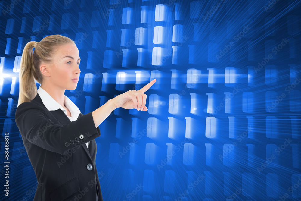Composite image of businesswoman pointing somewhere Composite image of businesswoman pointing somewhere