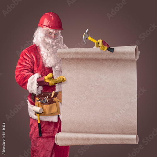 Santa Claus worker in helmet with scroll © andy_di