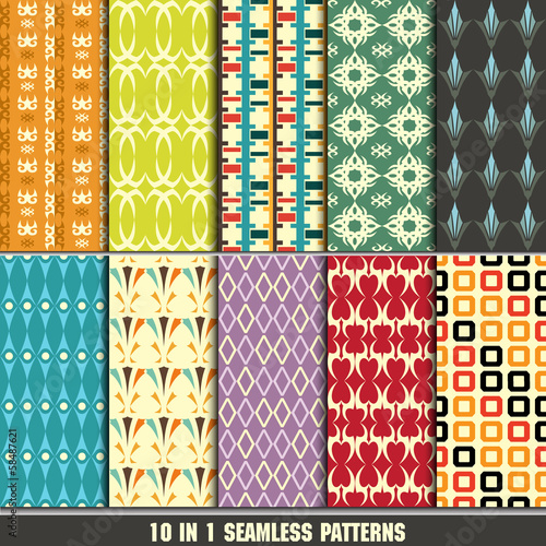 set of retro seamless pattern for making wallpaper