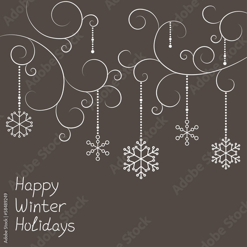 Winter holidays card with snowflakes