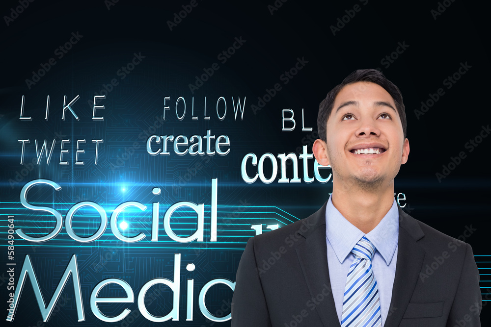 Composite image of smiling asian businessman Composite image of smiling asian businessman