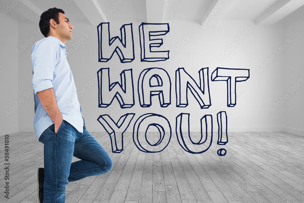 Composite image of unsmiling casual man standing Composite image of unsmiling casual man standing