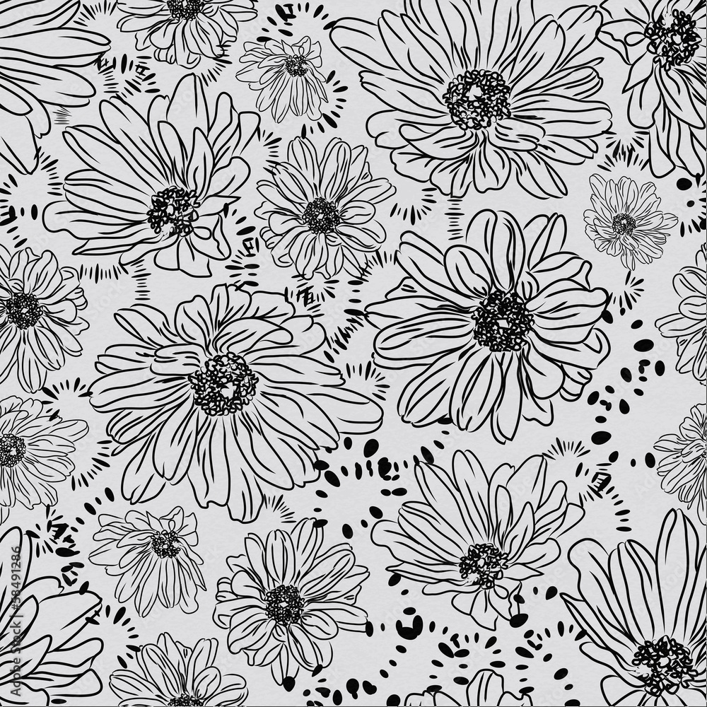 Romantic seamless pattern with beautiful daisy flowers. Vector