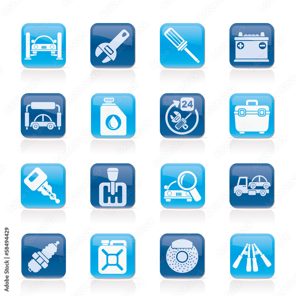 Car parts and services icons - vector icon set 1 Car parts and services icons - vector icon set 1