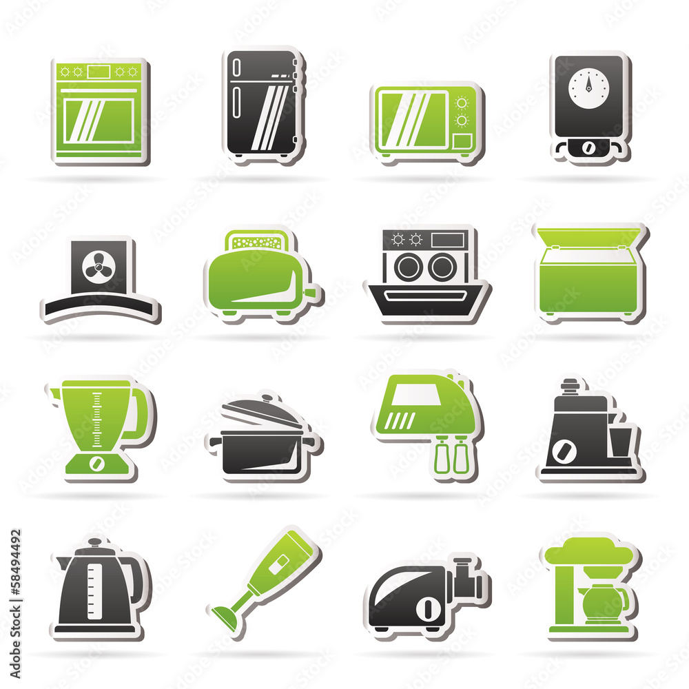 kitchen appliances and equipment icons - vector icon set kitchen appliances and equipment icons - vector icon set