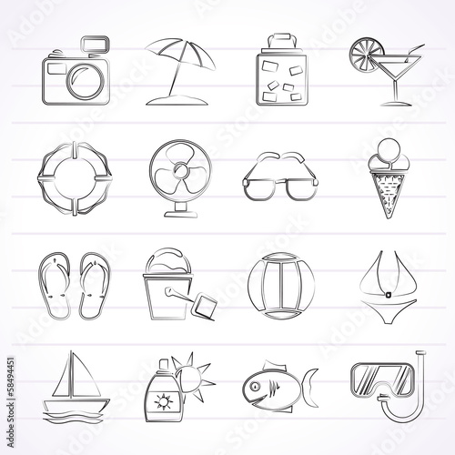 Summer and beach icons - vector icon set