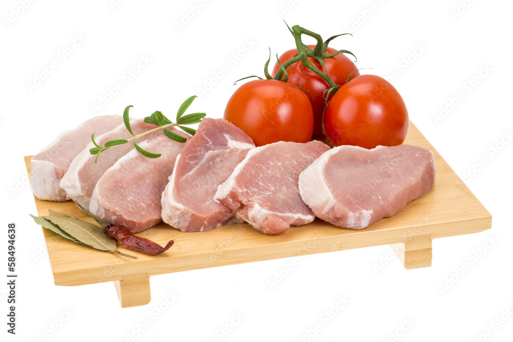 Raw pork steak