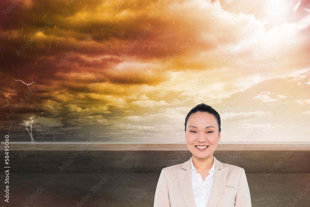 Composite image of smiling asian businesswoman Composite image of smiling asian businesswoman
