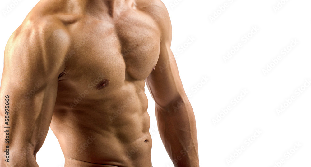 Close up on perfect abs. Strong bodybuilder with six pack Close up on perfect abs. Strong bodybuilder with six pack