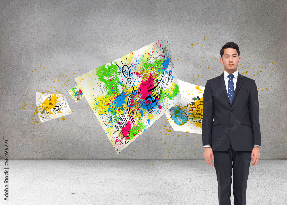 Composite image of stern businessman looking at camera Composite image of stern businessman looking at camera