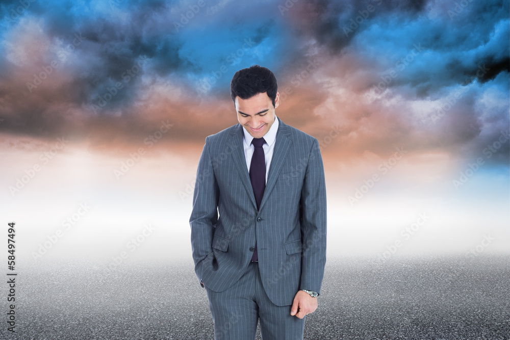 Composite image of smiling businessman standing Composite image of smiling businessman standing