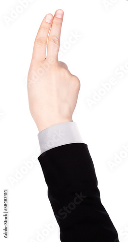 Businessman's finger pointing or touching