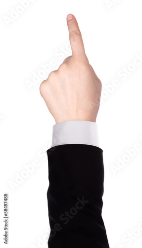 Businessman's finger pointing or touching