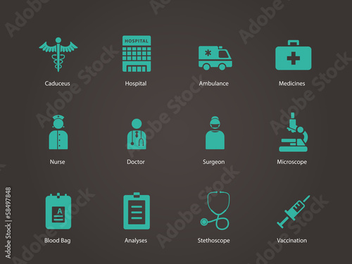Hospital icons.