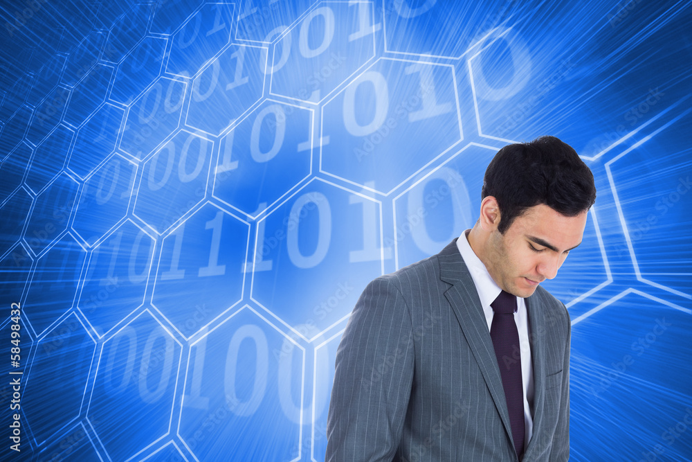 Composite image of unsmiling businessman standing Composite image of unsmiling businessman standing