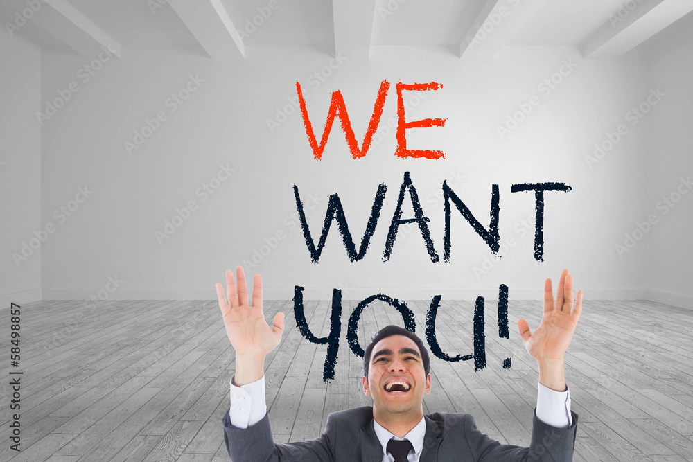 Composite image of excited businessman with arms raised Composite image of excited businessman with arms raised