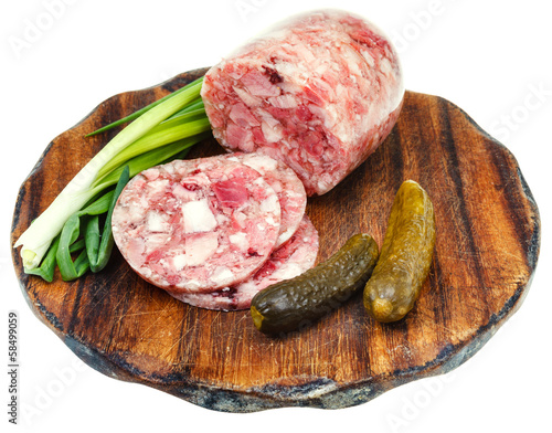 Bild auf Leinwand head cheese and pickled cucumbers