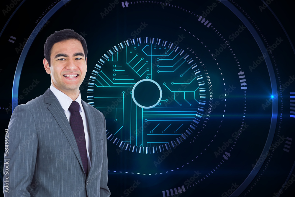 Composite image of smiling businessman standing Composite image of smiling businessman standing
