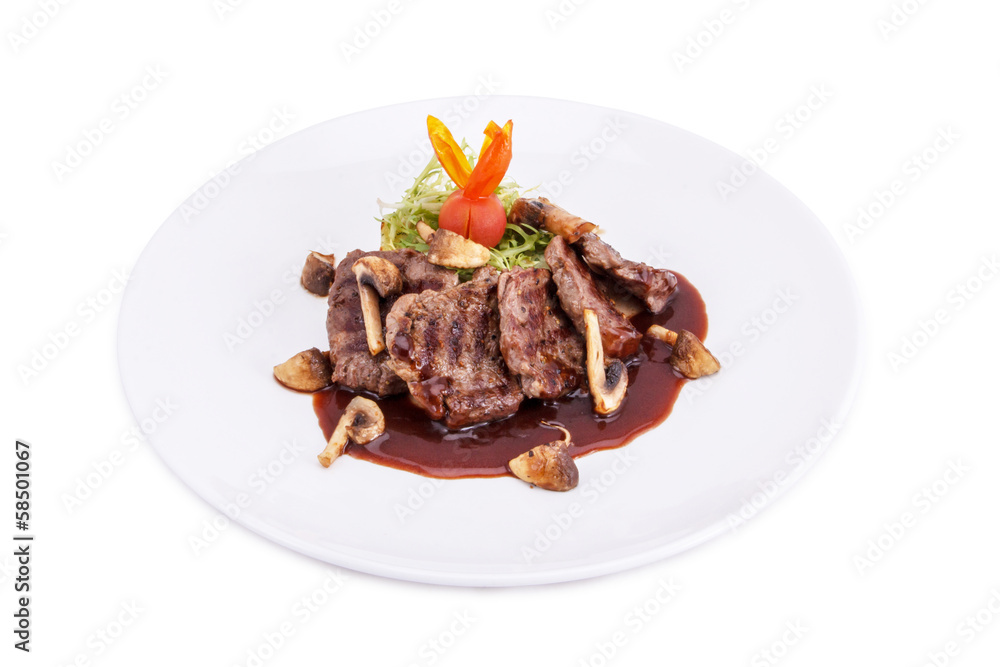 Hot Meat Dishes-Fillet of beef with mushrooms