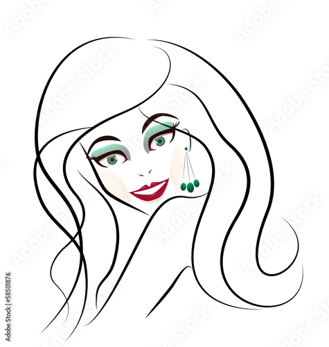 Woman with curly black hair vector icon