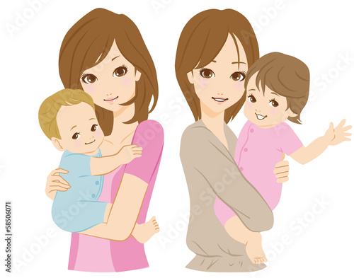 母子　イラスト