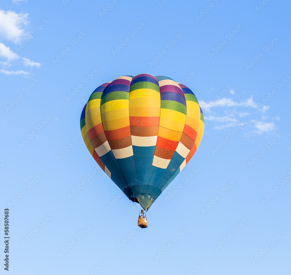 Colorful hot air balloon with blue sky background Colorful hot air balloon with blue sky background