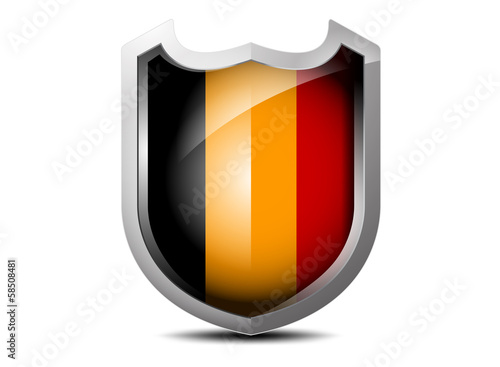 Free Download Flag of Belgium metal shield on a white background - GFXLoad