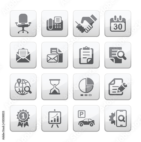 Office and media icon set, 2 dimension drey box series