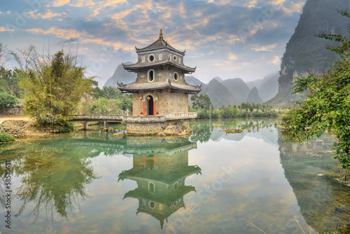 Photography The wrenching  tower in guangxi, China.