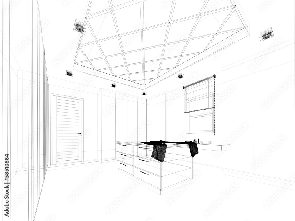 abstract sketch design of interior walk-in closet abstract sketch design of interior walk-in closet