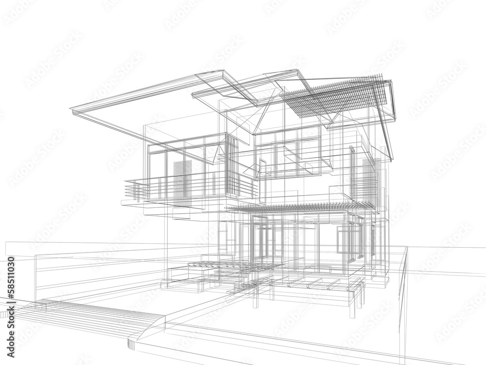 abstract sketch design of interior house