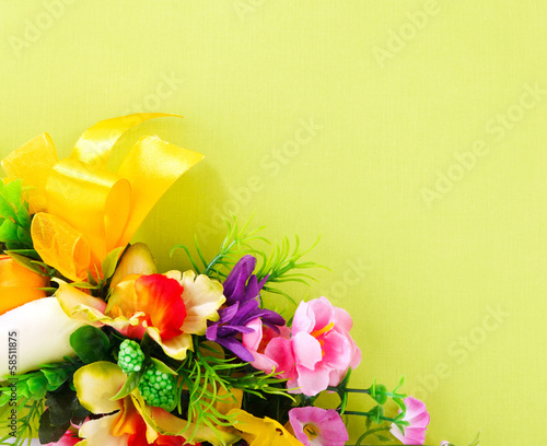 floral arrangement on a yellow background