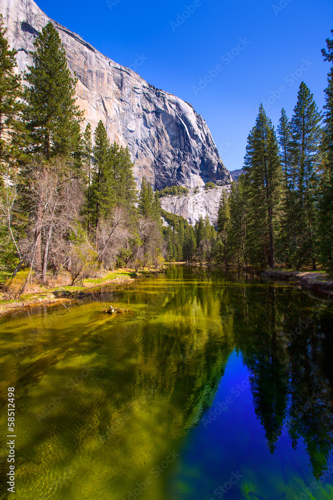 Yosemite Merced River and el Capitan in California
