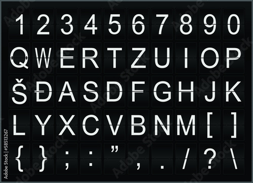 Set of mechanical numbers and letters